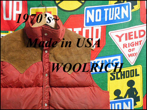 ★スウェードレザーヨーク★Made in USA製アメリカ製WOOLRICHウールリッチビンテージダウンベスト70s70年代80s80年代白タグLレンガ色古タグ