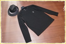 ◆◇Be Ambition ユリ＆ロゴ クルー カットソー/3XL/黒/おとこのブランド safari ビッグ サイズ シルエット 3L 4L ロンT ビーアンビション_画像1