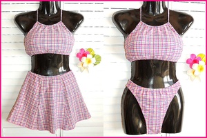 . warehouse industry separate swimsuit skirt set 9 number /M pink check 
