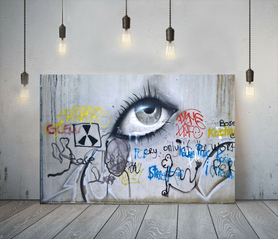 Banksy High-end Canvas Frame Poster Picture A1 Art Panel Nordic Overseas Photo Goods Painting Stylish Interior Street Eye, Printed materials, Poster, others