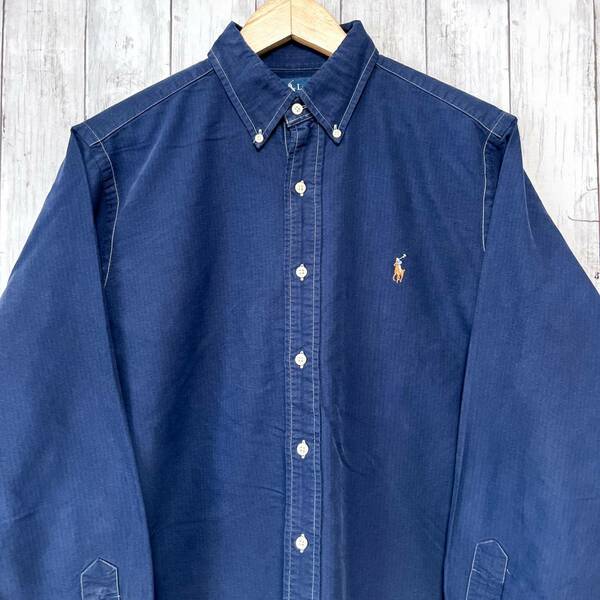 ラルフローレン Ralph Lauren 長袖シャツ ストライプシャツ メンズ ワンポイント サイズ16 Lサイズ 2-502