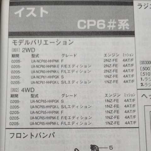 ◇【パーツガイド】 トヨタ イスト (CP6#系) H14.5~ 2004年版 【絶版・希少】