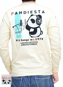 THE FIRST PANDAロングTシャツ◆PANDIESTA JAPAN ナチュラルLサイズ 592350 パンディエスタジャパン パンダ 刺繍 長袖 ロンT