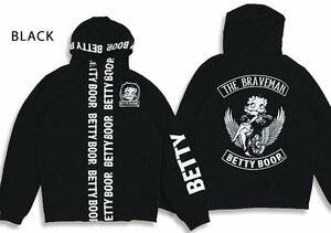 BR×BETTYコラボ 三層ストレッチパーカー◆The BRAVE-MAN ブラックLサイズ BBB-2239 ブレイブマン ベティーちゃん