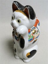 猫　古い招き猫　高さ約27cm　猫置物　陶磁器　彩色　縁起物_画像7