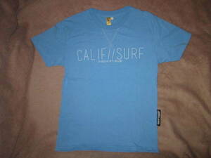 激安 即決！ 新品！ AOTENG WORKS CALIF SURF カリフォルニア サーフ デカロゴ Tシャツ 水色 M サーフィン サーファー