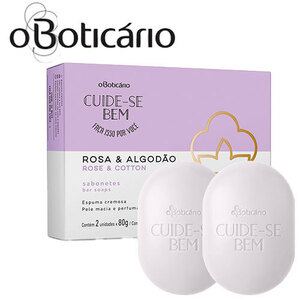 オ・ボチカリオ　クイデセベン　ソープ石鹸　 ローズ＆コットンシリーズ 2個入りｘ80ｇ O Boticario Rosa & Algodao Sabonete 2×80g