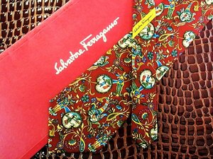 ♪今週の特売980円～♪1268♪良品【Ferragamo】フェラガモ【植物 ペイズリー 人 柄】ネクタイ♪