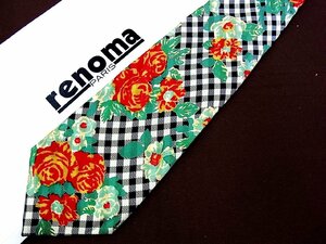 !27462C! superior article [ flower plant check pattern ] Renoma [renoma] necktie 