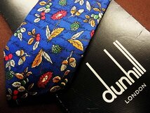 ♪3465D♪状態並品【どんぐり 木の実 花 柄】ダンヒル【dunhill】ネクタイ_画像1