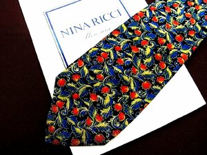 ♪6064D♪状態並品【花 植物 葉っぱ 柄】ニナリッチ【NINA RICCI】ネクタイ