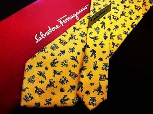 ♪2641D♪状態並品【鳥 人物 花 ちょう 蝶 柄】フェラガモ【Ferragamo】ネクタイ