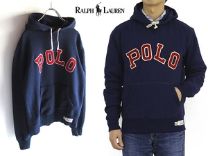 POLO RALPH LAUREN ポロ ラルフローレン クラシックロゴ 1967ワッペン 前V スウェット プルオーバー パーカー S 紺 ネイビー 国内正規品