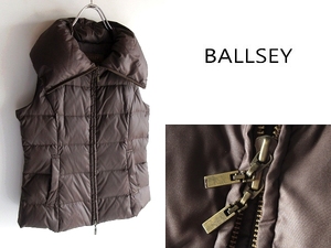 BALLSEY ball ji.TOMORROWLAND Tomorrowland light weight volume collar high‐necked double Zip down vest 38 Brown tea 