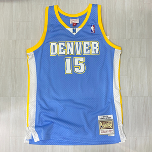 Подлинный [M] Mitchell &amp; Ness Mitchell &amp; NS NBA HWC Denvernagets Nuggets Carmeloan Sony Carmelo # 15 Баскетбольная рубашка светло -голубой