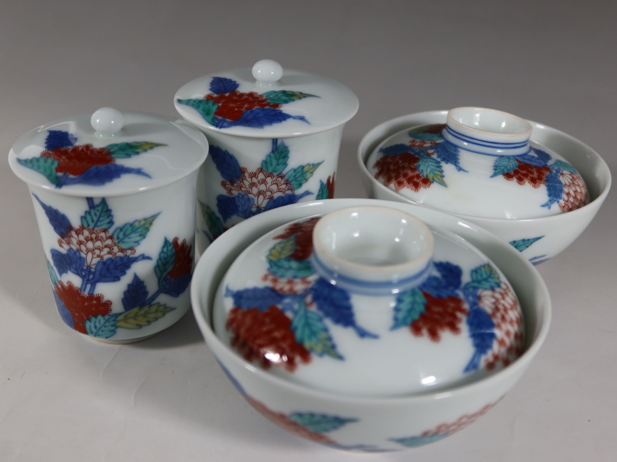 しくお ヤフオク! 蓋付き湯呑5客 共箱なし 茶器 色... - 今泉今右衛門