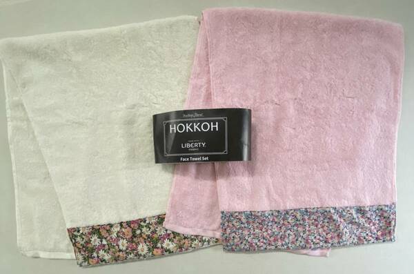 新品 リバティ 今治 フェイスタオル 2枚セット 日本製 綿100% Liberty fabric HOKKOH Face Towel ボタニカル デザイン P 匿名配送 送料無料