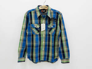MWS エムダブルエス ワークシャツ ネルチェック メンズ 長袖シャツ 1011002 青 (Lサイズ) 多少汚れ 50%オフ (半額) 即決価格 新品