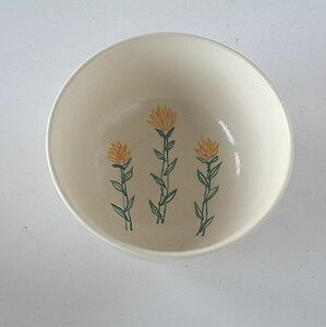 Art hand Auction ご飯茶碗 飯碗 オレンジの花 手描き, 食器, 和食器, 汁椀