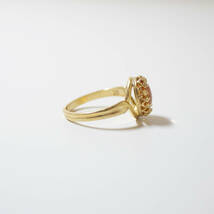 シトリン クラウン デザイン リング フリーサイズ 指輪 真鍮 天然石 ゴールドカラー_画像4