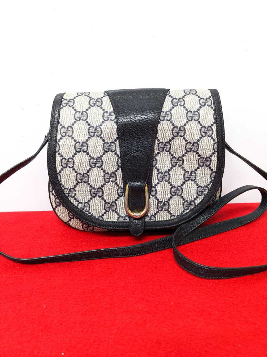 美品 極上!Gucci ビンテージレザー丸型ショルダーバッグ ポシェット