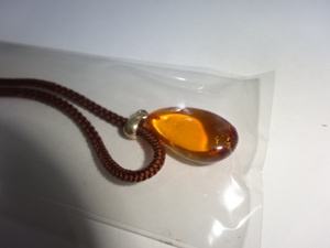  postage 84 jpy # handmade collection cord .. string necklace unused pola-ndo.. buy did . is . amber. head 