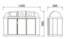 カイスイマレン 分別回収BOX ジャンボボトム LLP300 3台ユニットタイプ 180L [個人様宅配送不可]_画像4