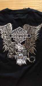 　送料込★vanson バンソン　NVLT-2213 天竺　長袖Tシャツ　イーグル刺繍　バイカー　ブラック　XL