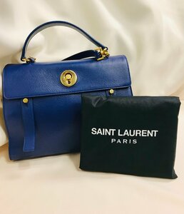 qob.Y3910 SAINT LAURENT サンローラン ミューズトゥ ミディアム ブルー 2Wayハンドバッグ