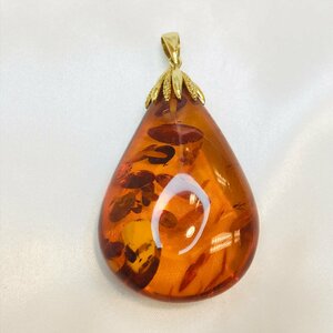 Qoj.yhf03 K18 Natural Kohaku Amber подвесная вершина сортировка