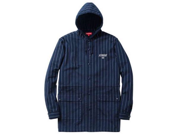 Supreme 2013 Fall/Winter Pin stripe Twill Parka navy Ssize