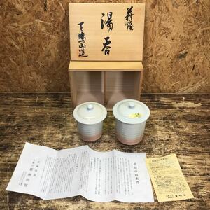 T1228 萩焼 夫婦 湯呑 天鵬山 廣瀬淡雅 ペア 湯呑み 茶道具 2客セット 工芸品 陶芸 日本の陶磁 湯呑 カップ 茶器 未使用