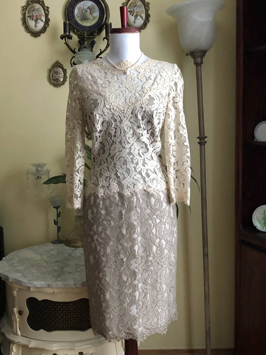 売店 新品 TADASHI SHOJI タダシ ショージ 刺繍レースワンピース us6
