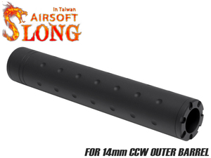 SL-SIL-011A　SLONG AIRSOFT ワイドホール ロングサプレッサー ディンプル for 14mmCCW BK