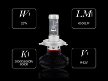 スバル ステラ エクシーガ インプレッサ ヘッドライト用 H4 LEDバルブ X3正規品 3000K 6500K 8000K切替可能 警告灯キャンセラー内蔵_画像3