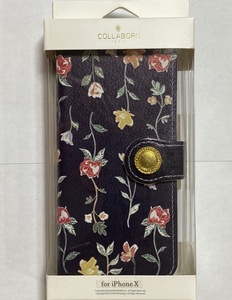 [ free shipping ] Samurai Works BL-CBKI8-073 iPhone X for floral print notebook type smartphone case strap hole * stand function * card folder - attaching 