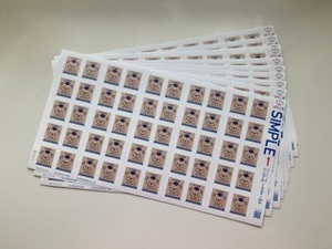グリーティング（シンプル）切手　１シート５０円（１円x１種/全５０枚）x１０シート　シール式　解説書１部