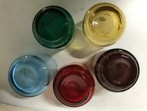 当時物　訳あり　昭和レトロ　保谷　カラードグラス　HOYA COLORED GLASS お皿　コップ　セット_画像9
