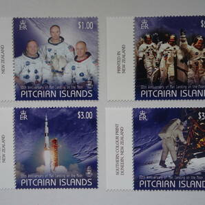 外国切手：（イギリス海外領土）ピトケアン諸島切手 「月面着陸50年」 4種完 未使用の画像1