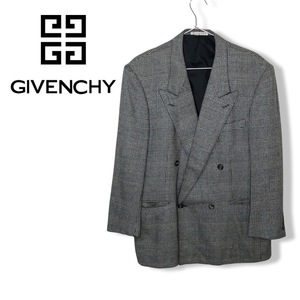 ★GIVENCHY ジバンシィ★シルク ダブル テーラード ジャケット スーツ ジャケット グレー size 胸囲９４ 胴囲８４ 身長１６５ 管:C:09