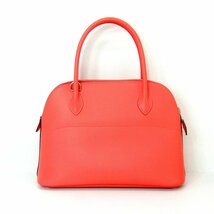 エルメス ボリード27 ヴォーエプソン A刻印 ハンドバッグ ショルダーバッグ シルバー金具 赤ピンク系 HERMES ∞_画像2