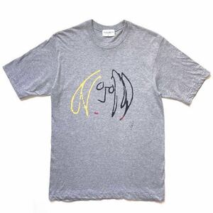 90s vintage JOHN LENNON ジョン・レノン イラスト プリントTシャツ 半袖 霜降りグレー size L 希少 シングルステッチ オフィシャル old