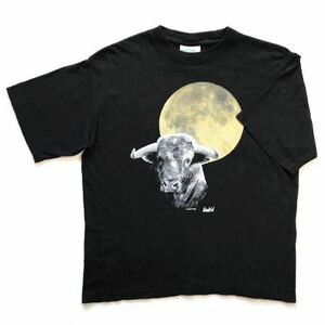 90s vintage safon サフォン Madrid プリントTシャツ 半袖 黒 ブラック black size XL レディース 満月 闘牛 ヴィンテージ オールド old