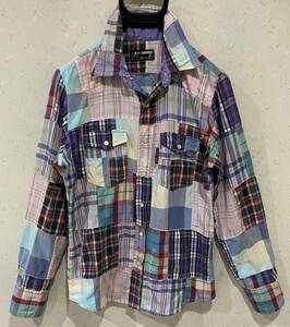 * Hollywood Ranch Market H.R.MARKET....HRM check patchwork long sleeve shirt tops India made 1/S BJBB.I