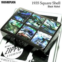 ZIPPO 1935 復刻 レプリカ シェル ジッポ ライター スクエア かっこいい 両面加工 ブラックニッケル 貝貼り 黒ニッケル おしゃれ_画像2