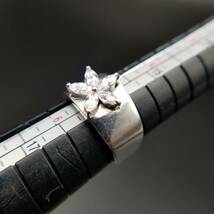 キュービックジルコニア 花 クラスター 925 シルバー 英国 アールデコ ヴィンテージ リング 銀 指輪_画像9