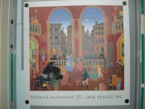 ★【逸品堂】★ 高級品 厚紙 印刷 ポスター アメリカ製 USA 仮面舞踏会 ダンス トーマス THOMAS McKNIGHT 珍品 ベニス 綺麗な景色 観光地