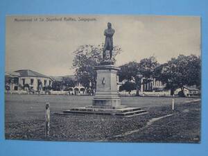 戦前絵葉書 シンガポール Monument of Sir Stamford Raffles (G88)