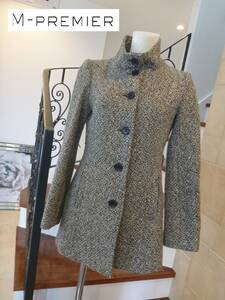  beautiful goods M-PREMIER( M pull mie)M pull mie black × white tweed coat 36 S corresponding 