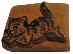 ■☆アジアン雑貨　ネパール・仏像・仏具・手彫りスタンプ　猫（STA-16）